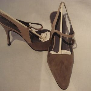 Anne Klein Grey Suede Slingback